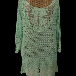 Green Lace Pattern Swim Coverup